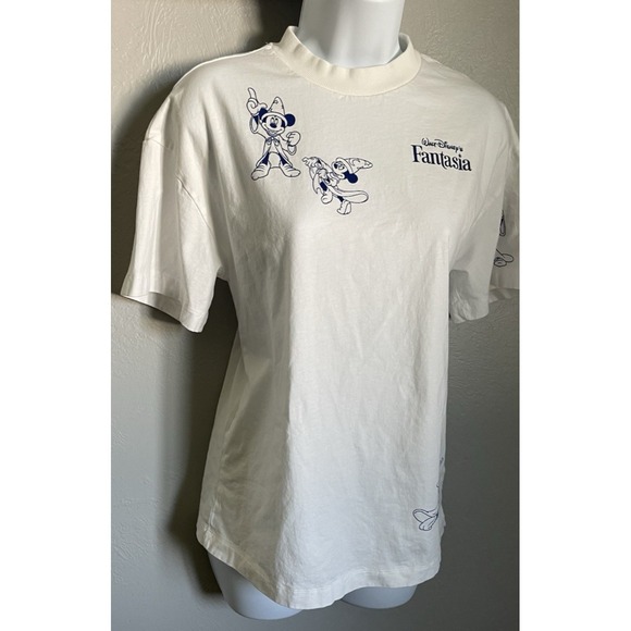 Disney Fantasia Mickey Mouse Graphic Womens XS White T-Shirt H&M Divided - Picture 2 of 12